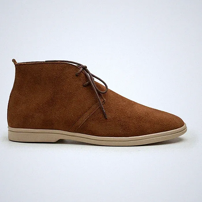 Men’s Handmade Suede Chukka Boots Brown – Genuine Goat Leather, Rubber Sole