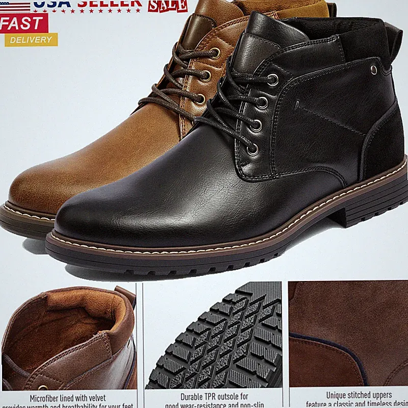 Men's Leather Chukka Casual Boots Dress Boots Stylish Business Formal Shoes